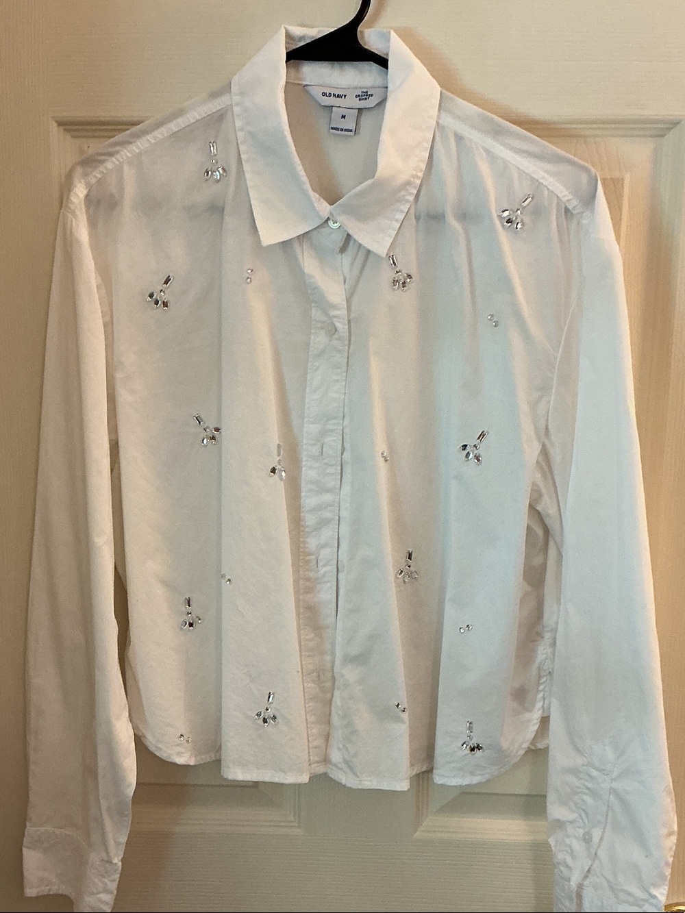 Old Navy White Embellished Men's Button-Down Shirt